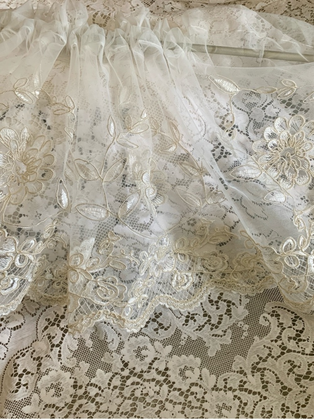 Ivory Embroidered Lace Window Valance - Elegant Home Accent